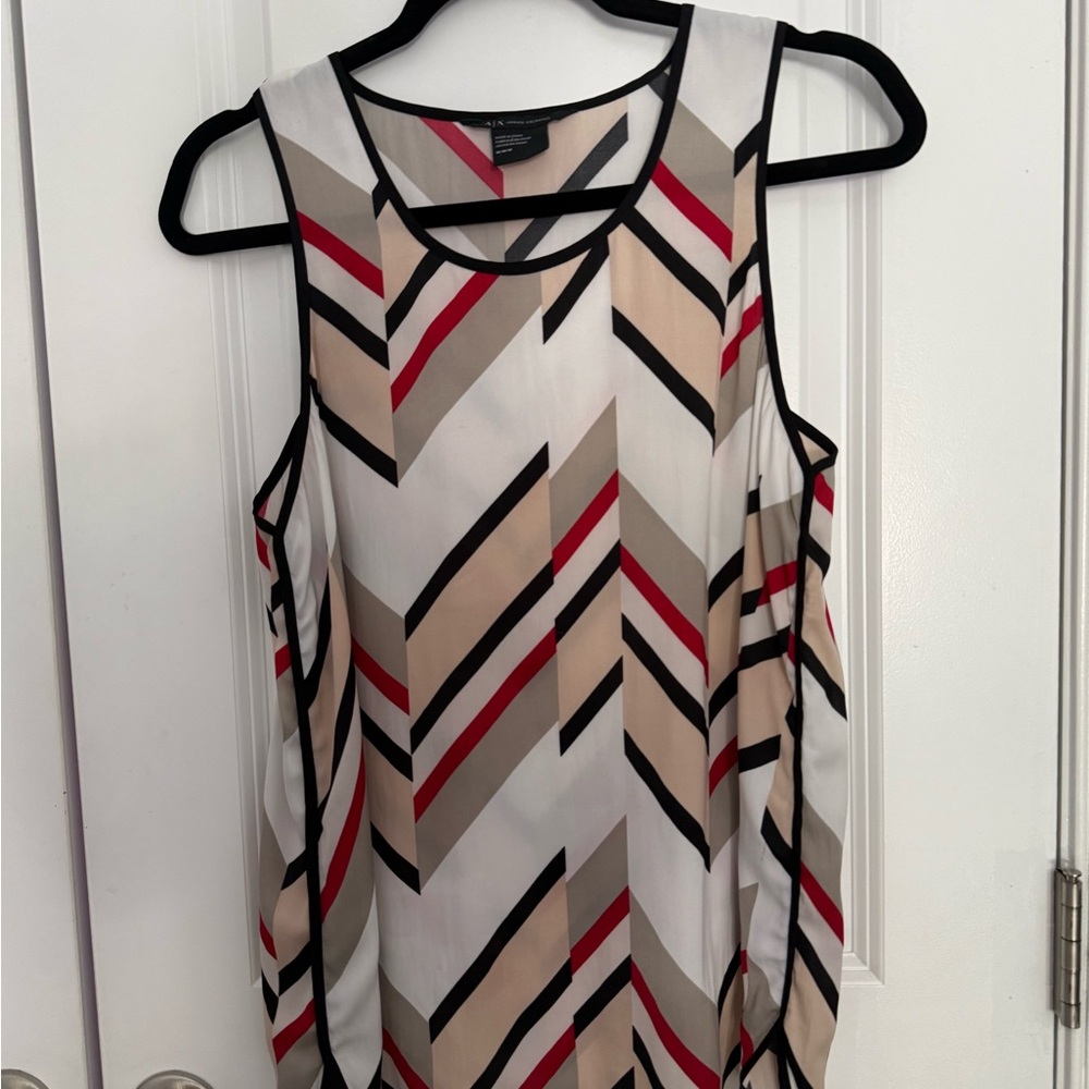 Armani Exchange Black and Red Graphic Tank Top